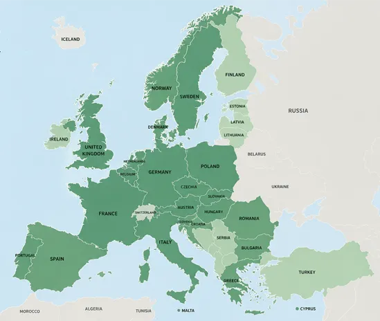 Map of camper pod europe delivery